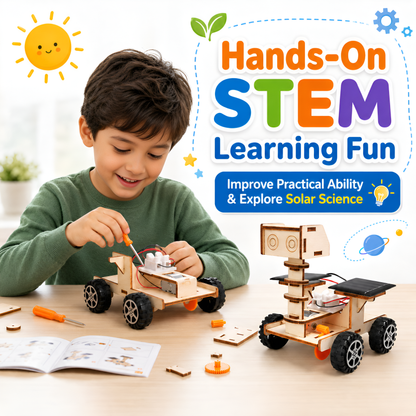 Child building the solar moon rover