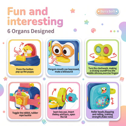 Six activities of the penguin busy cube