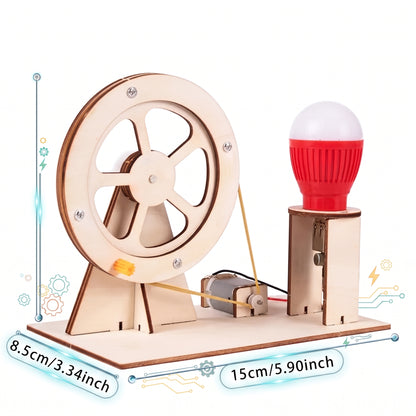 Assembled hand-crank generator dimensions: 15 cm wide and 8.5 cm deep