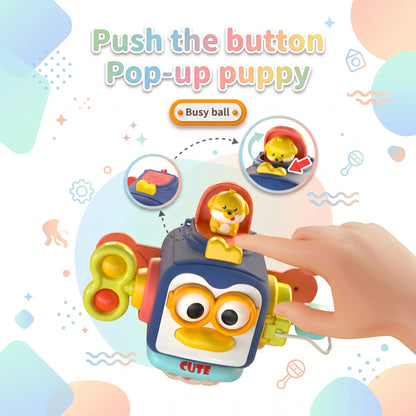 Push the button pop-up puppy feature