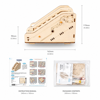 Electric escalator kit dimensions and packaged contents