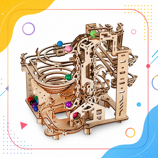 Assembled wooden marble run building kit