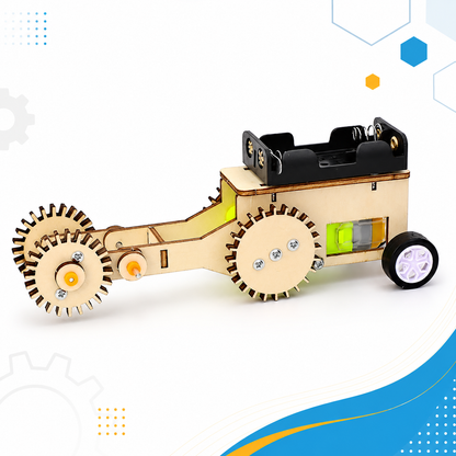 Wooden gear-drive car model
