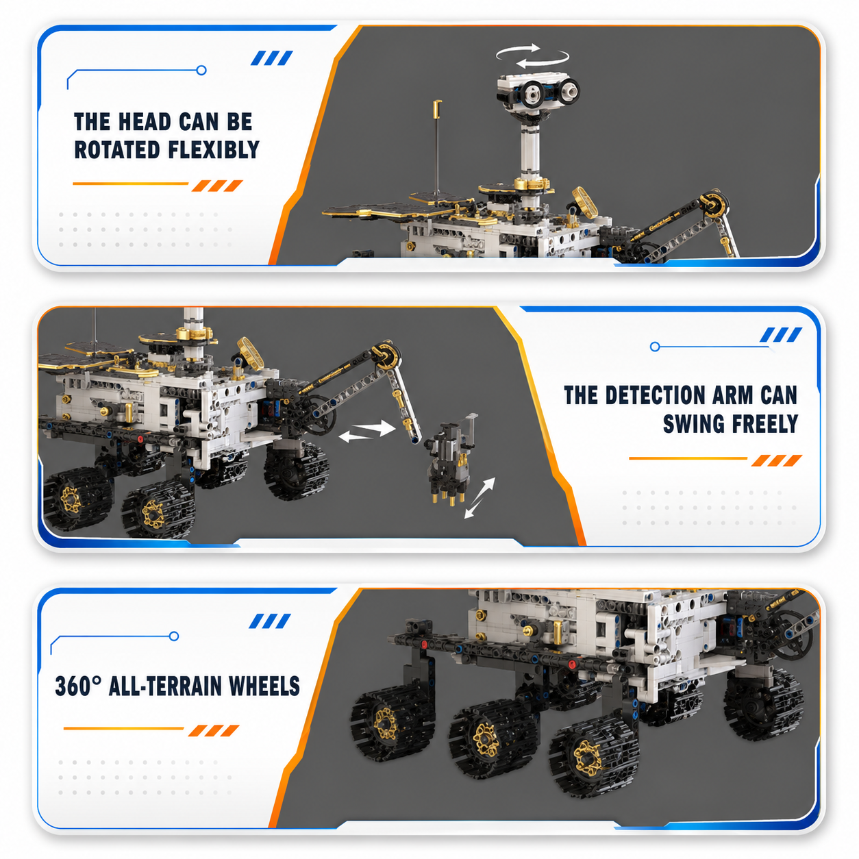 Rover feature details – head, arm and wheels