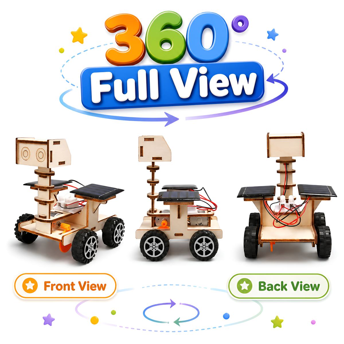 Front and back 360 view of the solar moon rover