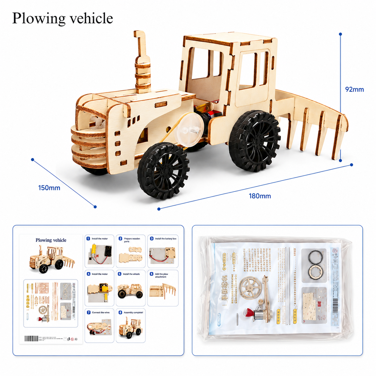 Plowing vehicle dimensions and kit contents