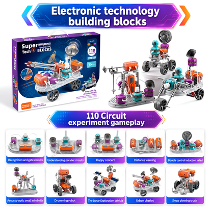 Electronic building blocks box and circuit gameplay examples