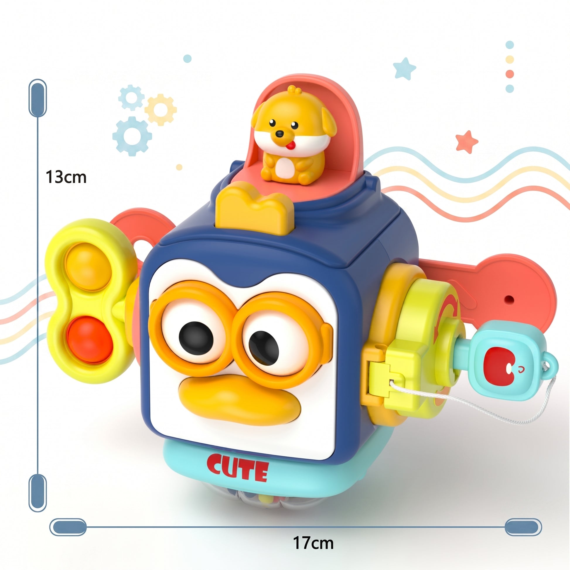 Penguin busy cube dimensions: 17 x 13 cm