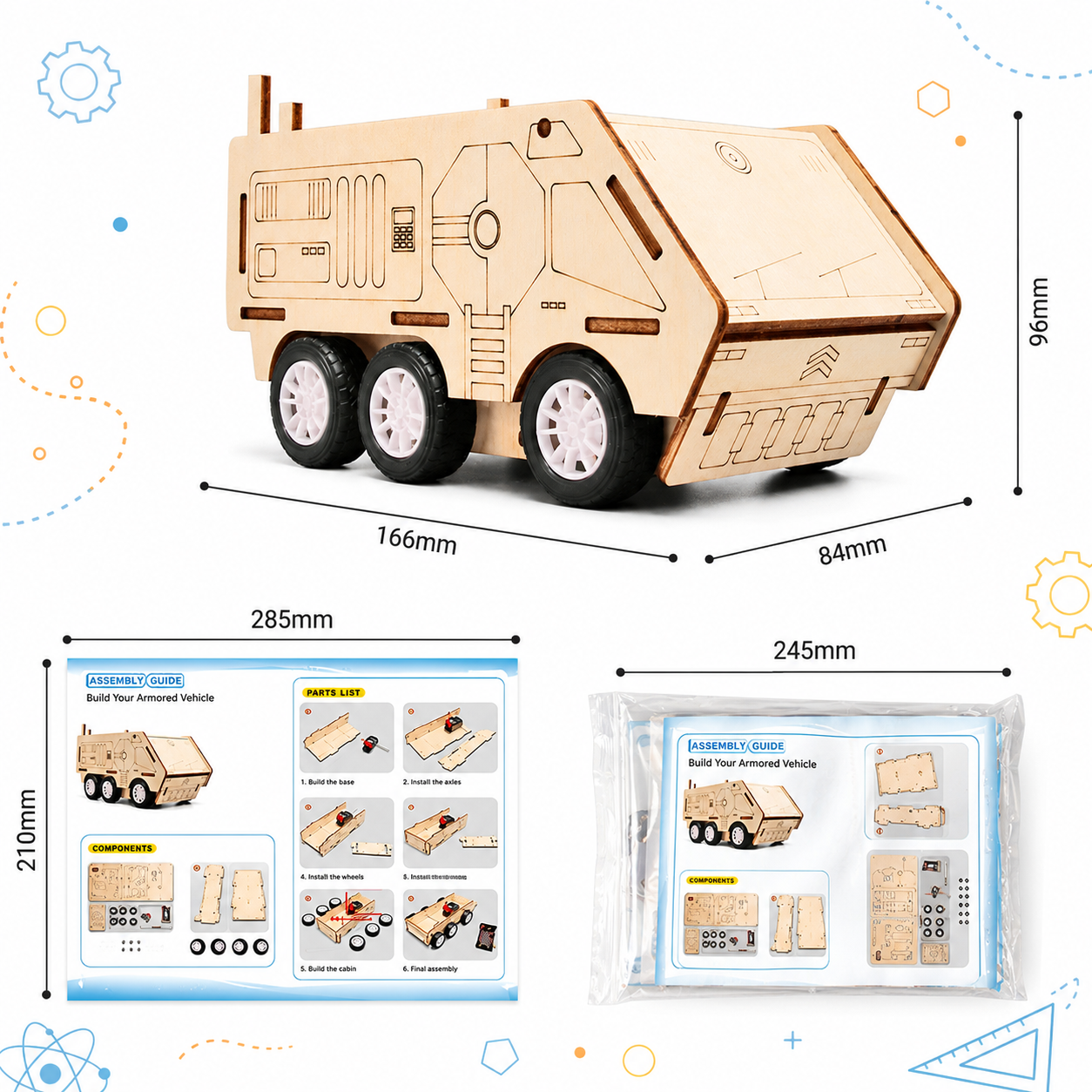 Transport truck dimensions and kit contents