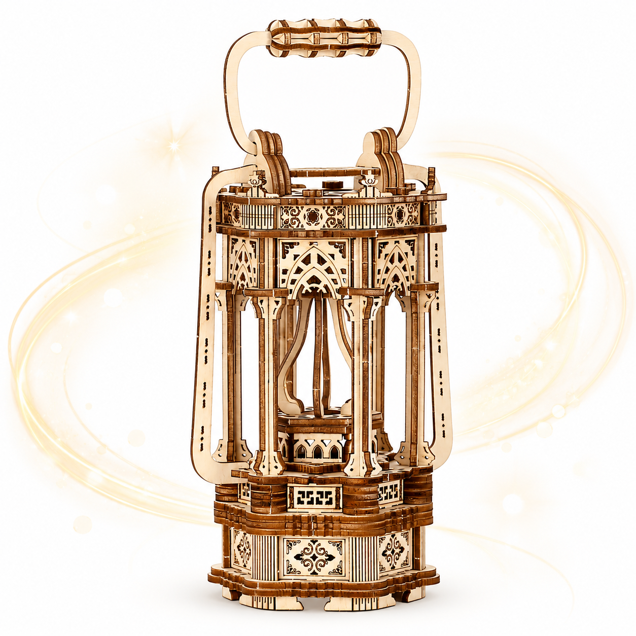 Assembled wooden Victorian lantern unlit