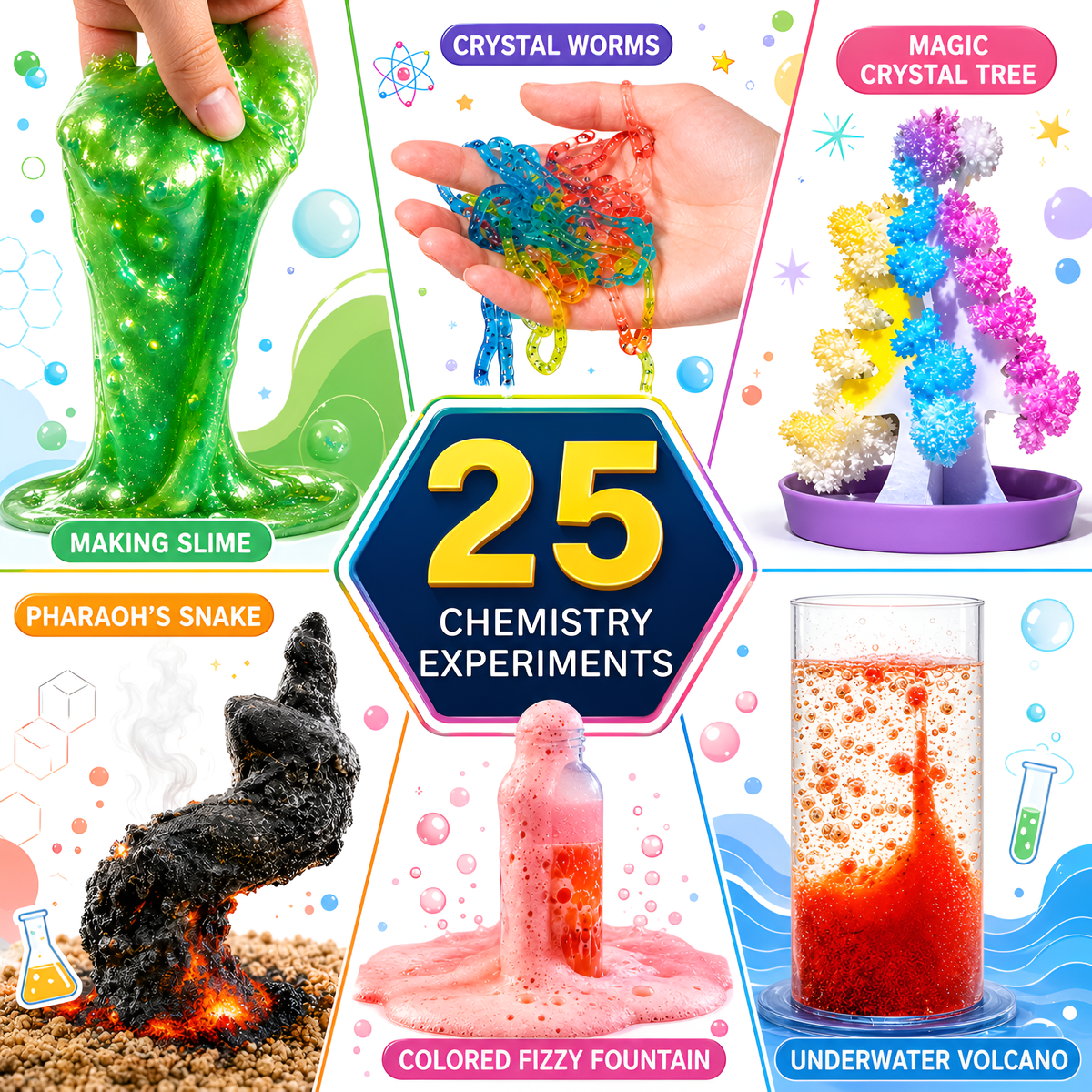 25 chemistry experiments included in the science kit