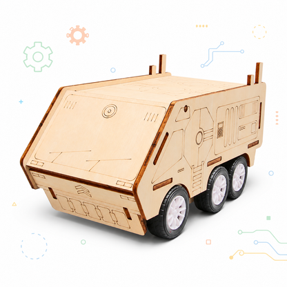 Wooden six-wheel transport truck