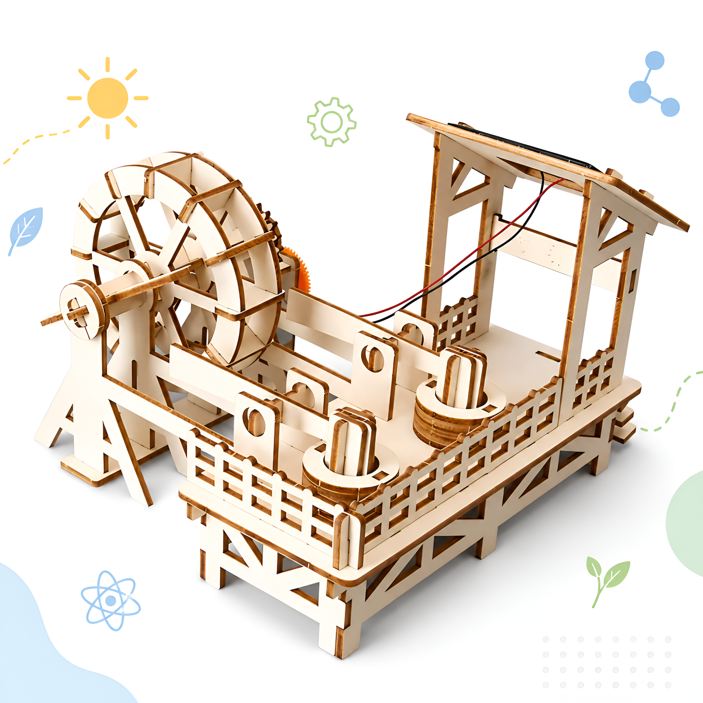 Solar watermill angle view