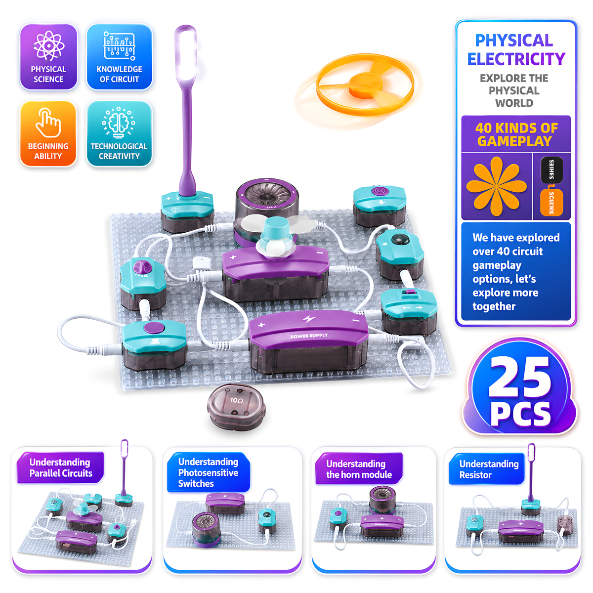 25-piece electronic building blocks set