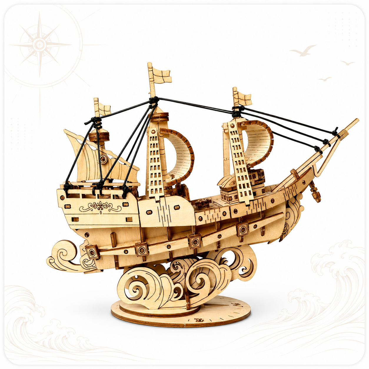 3D wooden sailing ship model