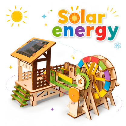Solar watermill with solar energy graphics