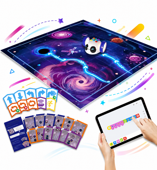 Apitor coding robot on a starry play mat