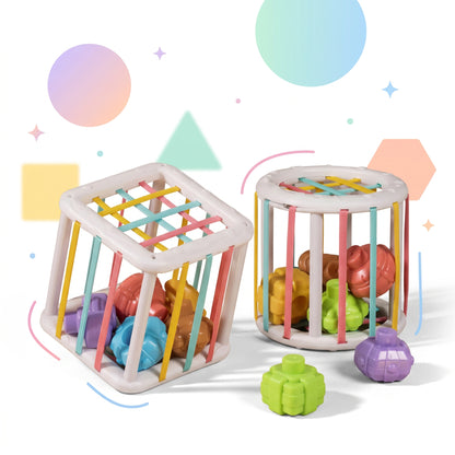 Square and round bins with textured balls