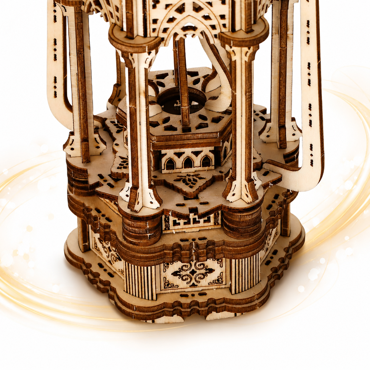 Top mechanism detail of the wooden lantern kit