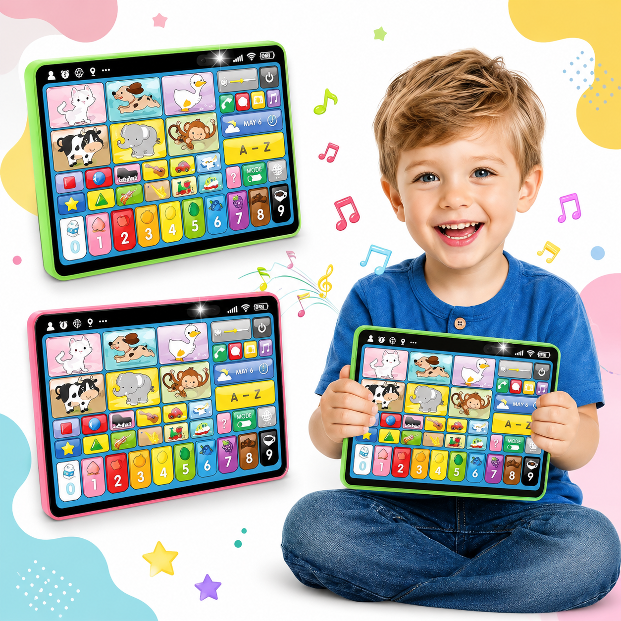 Learning tablet in both colors – green and pink