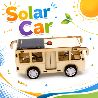 Wooden solar-powered bus model