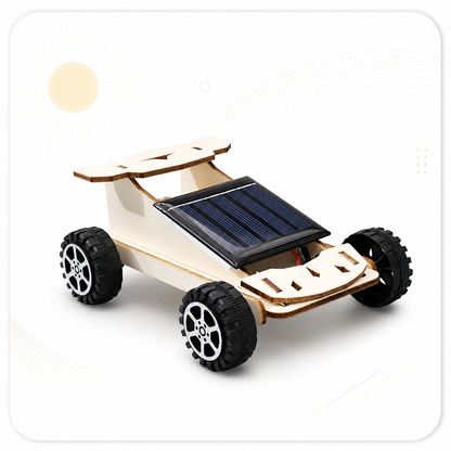 Wooden solar racer in sunlight