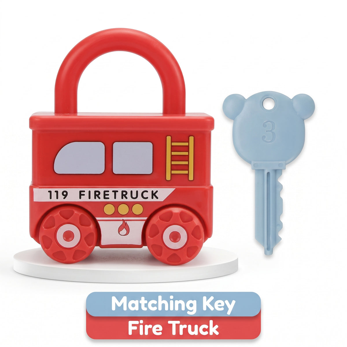 Fire Truck learning lock with numbered matching key