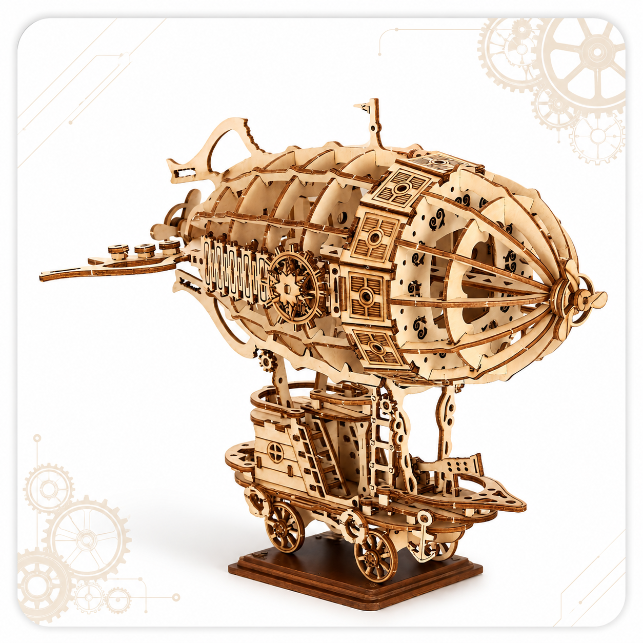 Wooden airship on display stand