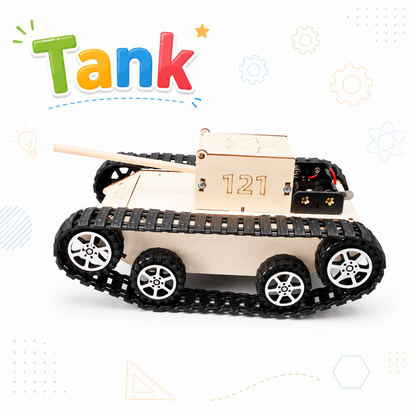 Wooden tank model with tracks