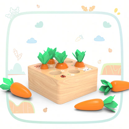 Wooden carrot-harvest size-sorting Montessori toy