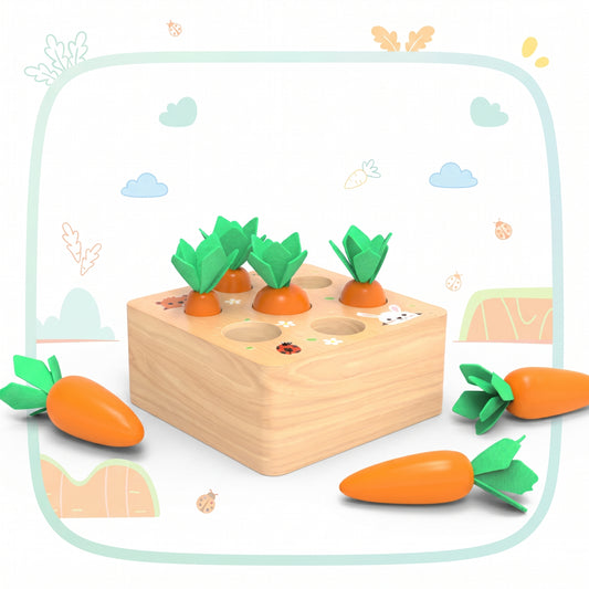 Wooden carrot-harvest size-sorting Montessori toy
