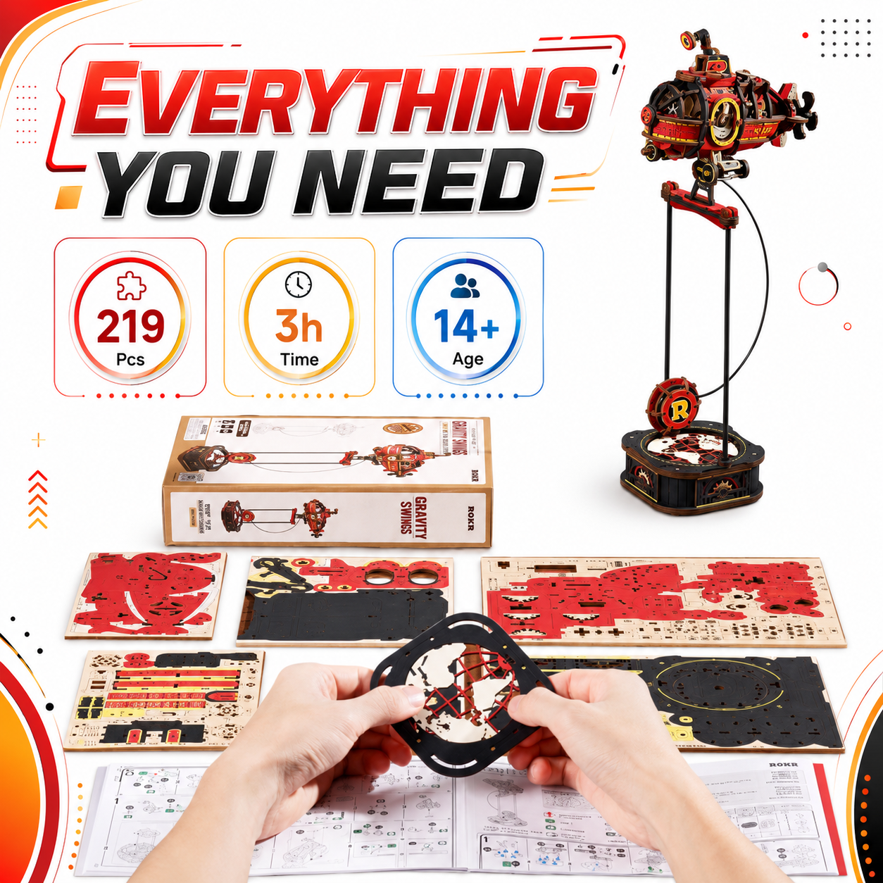 219 pieces, approx. 3-hour build, ages 14+