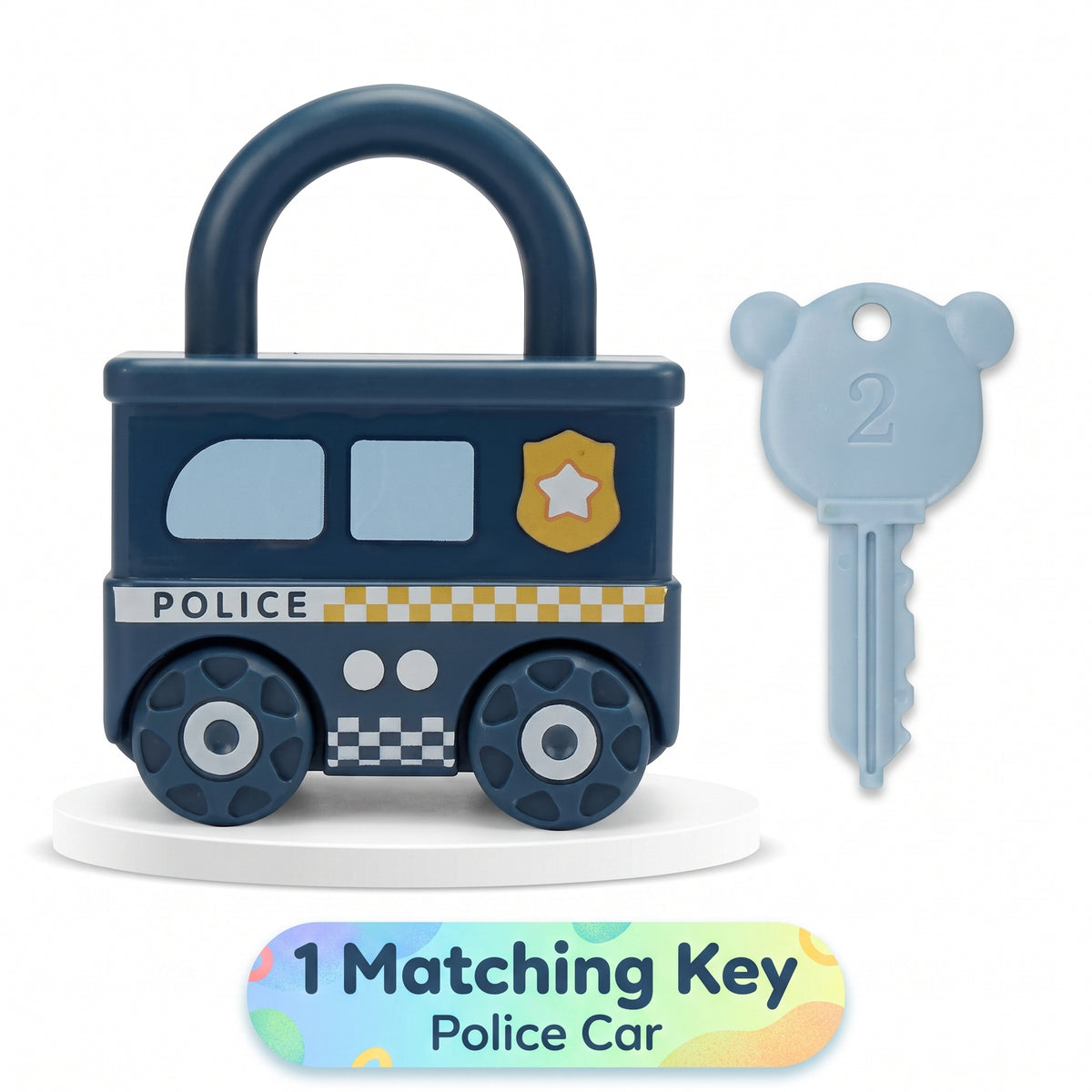 Police Car learning lock with numbered matching key