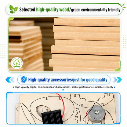 Solar helicopter kit made from high-quality eco-friendly wood